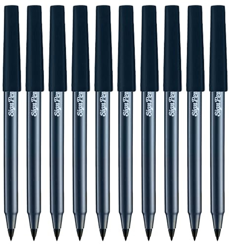 LUXSP Sign Felt Tip Pens, BLACK, Pack of 10, Medium Point (1.0mm), Perfect for Sign Write Draw Sketch Mark Illustrations Calligraphy, iZOFAX Black Ball Pen