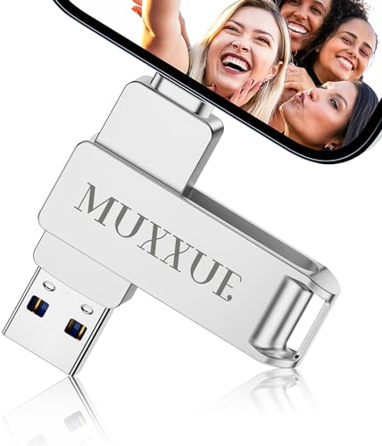 3 en 1 Pendrive Phone 256GB, MUXXUE Memoria USB para Phone y Pad con i 0S teléfono Android PC Tablet Memoria Externa para Transferir Fotos y Vídeos