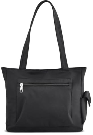 Amexo Sac a Main Femme Sac à Main pour Femme Noir Toile Sac à Bandoulière Grand Sac a Main Femme de Mode Sac Cabas avec Multiples Compartiments pour Travail Clinique cours Voyage Gym