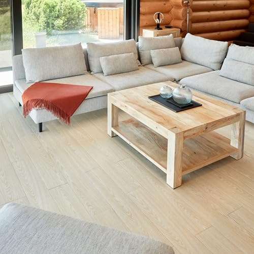 Self Adhesive Floor Planks - 20 Planks Pack Covering 29.92 sq ft / 2.78sqm | Each Stick On Tile Plank Measures 5.9x35.9in (91.4x15.2cm) | Peel and Stick Vinyl Flooring | Natural Oak Wood Effect