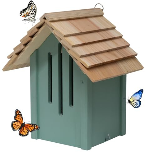 Woodside Wall Mounted Butterfly House – Insect Hotel with Side Door, Weatherproof Wooden Design, No Assembly, Durable Bug Habitat for Garden Wildlife