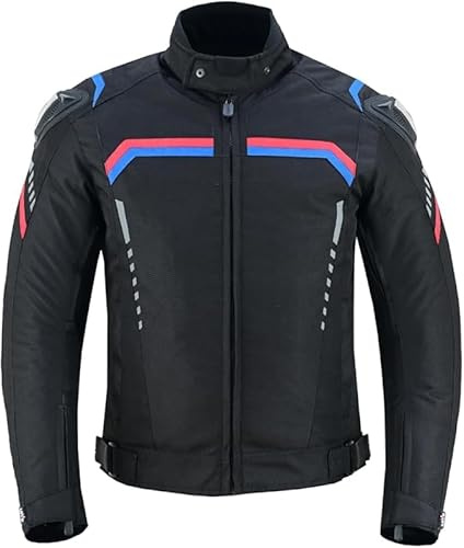 LOVO Giacca sportiva corta per moto con protezioni - Uomo, Nero con dettagli in rosso, S