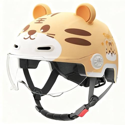 Motorradhelm Für Kleinkinder, Offener Elektrorollerhelm, Fahrradhelm Mit Sonnenblende, Retro-Halbschalenhelm Für Jungen Und Mädchen Von 2 Bis 14 Jahren 11,46-54cm