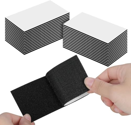 Vicloon Feltro Adesivo Forte Biadesivo,24 Pezzi 5 x 10 cm Hook Loop Autoadesivo,Nero Autoadesivo Nastro a Strappo,per Tessuti, Cucito Abbigliamento, Moquette, Fai da te, Uso Domestico e Ufficio