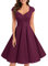 Bbonlinedress Robe Femme de Soirée Cocktail Vintage Femme Chic Courte pour Mariage Invité Gala Fête Témoin Anniversaire Col Carré Burgundy XL