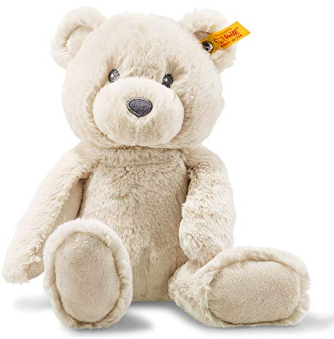 Steiff Bearzy Teddybär beige 28 cm, Stofftier Teddy, Kuscheltier Bär aus Plüsch, zum Kuscheln und Spielen für Babys & Kinder, Soft Cuddly Friends, Plüschtier für babysanfte Haut, waschmaschinenfest