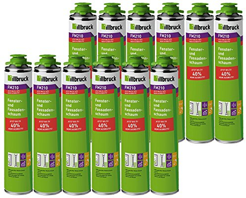 illbruck SET 12x FM210 Fenster- und Fassadenschaum+ á 880ml Dosen - 1K PUR Schaum zur Verfüllung, Dämmung und Isolierung der Fensteranschlussfugen sowie Füllung Anschlussfugen Türrahmen