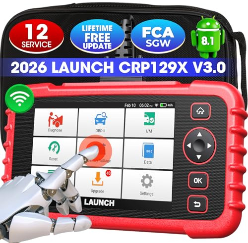LAUNCH CRP129X V3.0 OBD2 Scanner, ABS SRS Transmission Engine Diagnostic Tool with 12 Service Functions, Lifetime Update, Auto VIN, Battery Test