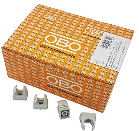 200x OBO Bettermann M16 Quick-Schellen | Klemmschelle | Rohrschelle | anreihbar | lichtgrau | 16mm | 200 Stück