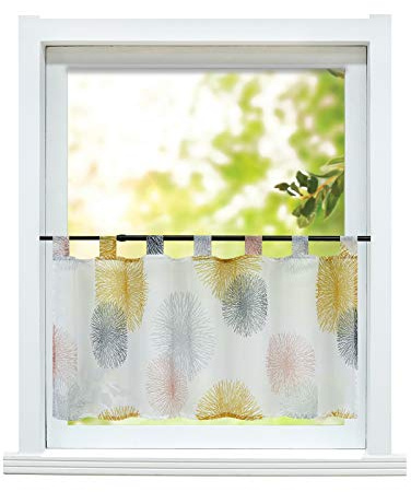 ESLIR Skivgardin kök bistrogardin moderna gardiner transparent kort gardin med slingor gardiner voile gul HxB 60 x 120 cm 1 styck