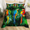 Homewish Parrot Bedding Set King Size Watercolor Animal Feather Duvet Cover Set Palm Leaf Duvet Cover Tropical Plant Birds Quilt Cover Comforter Cover And 2 Pillow Cases For Bed Room