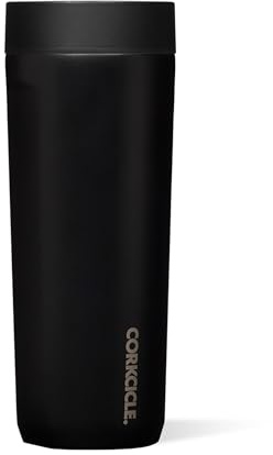 Corkcicle Commuter Cup Insulated Stainless Steel Spill Proof Travel Coffee Mug Keeps Beverages Cold for 9 Hours and Hot for 3 Hours, Matte Black, 17 oz