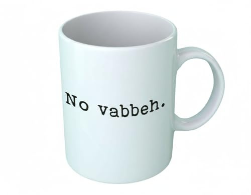 Overthetee, Tazza Divertente No vabbeh, idea regalo donna con frase, ceramica premium, stampa all over, microonde e lavastoviglie, 9,5cm x 8cm, made in Italy