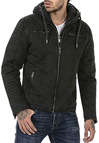 RED BRIDGE Veste d'hiver pour hommes Blouson de transition matelassée à capuche Noir S