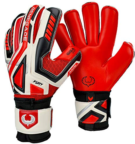 Renegade GK Fury Inferno Gants De Gardien De But avec Protection des Doigts | 4mm Giga Grip & 4mm Duratek | Gants De Foot Gardien Enfant (Taille 6, Jeunes, Coupe Au Rouleau, Level 4)