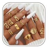 Adramata 12 stycken ringar i rostfritt stål för kvinnor enkel hjärta evighetsring öppna justerbara ringar set stapelbar cool punk fingerring boho ringar guld silver