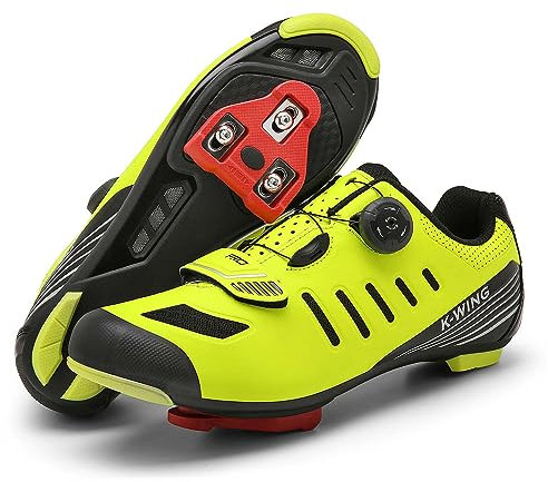 Unisex Cycling Shoes Compatible with pelaton Indoor Road Bike Shoes Mountain Bike Shoes for Men and Women Delta Cleats Clip Outdoor Pedal Bicycle Shoes MTB Shoes for Men 2106A-yellow-44