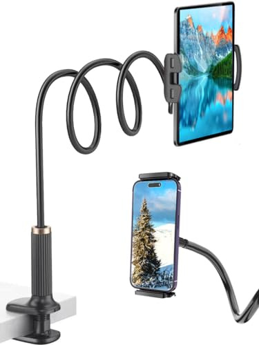 Niumowa Support de Tablette Lit, Réglable - 360° Flexible Support Tablette Bureau, Support Téléphone Lit pour ipad/Galaxy Tabs/Kindle Fire, 4-11 Pouces Téléphones et Tablettes, 98cm