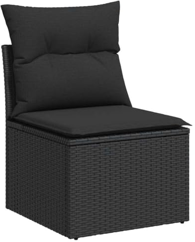 vidaXL Silla de jardín sin Brazos con Cojines de ratán sintético Negro