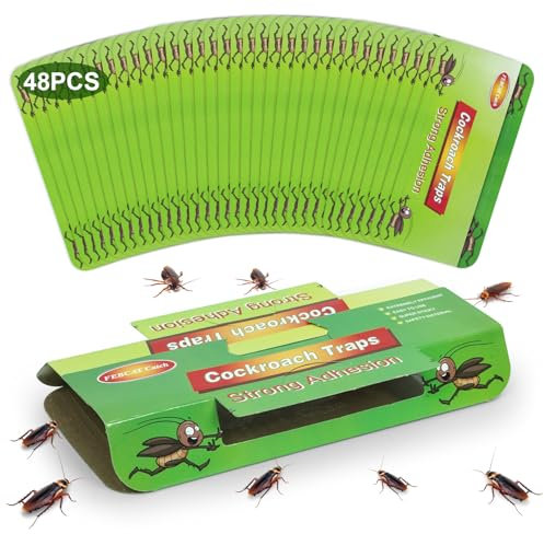 Lot de 48 Pièges à Cafards, Produit Anti Cafard Vert, Attrape-Cafards Efficace Contre Les Cafards