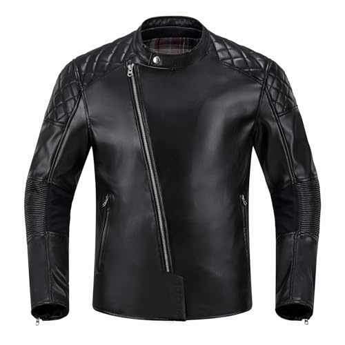 IRON JIA'S Motorradjacke Herren aus Kunstleder Lederjacke Leichte & Atmungsaktive mit CE-zertifizierten Protektoren Winddicht