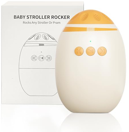 Smofrees Kinderwagenschaukler, Automatische Babywippe mit Gerät für weißes Rauschen, Einschlafhilfe Baby wiederaufladbar (USB)，Beige