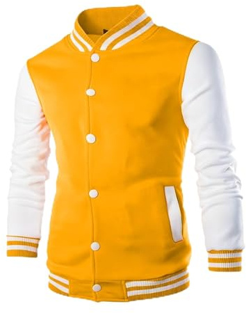 Zanisouta Giacca invernale da uomo, slim fit, per il tempo libero, da baseball, classica, patchwork, casual, letterman urb college, colletto alto, streetwear varsity