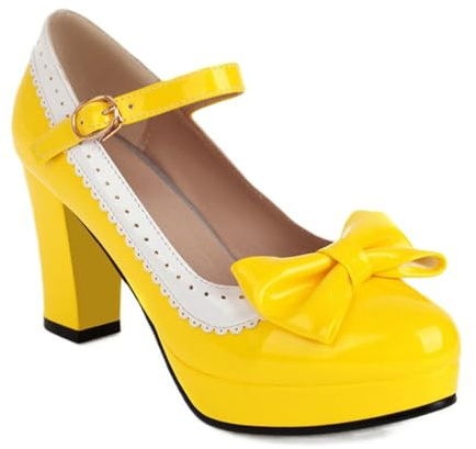 Scarpe Donna Mary Jane Heels Chunky Platform Pumps Cute Strawberry Print Pois Color Block Fiocco Retro Lolita Style Comfort Scarpe Eleganti per Cosplay Festa Daily Wear Casual Fashion