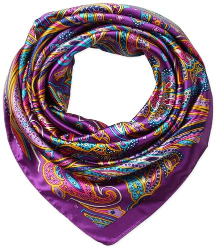 corciova Foulard carré en soie pour femme - 90 x 90 cm - Bandeau de nuit en forme de tête pour cheveux bouclés - Bandana à la mode, L