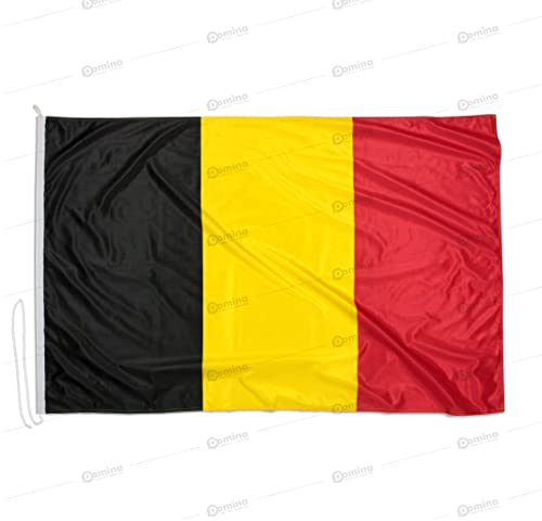 Drapeau Belgique 150x100 cm en tissu nautique coupe-vent 115g/m², drapeau belge 150x100 professionnel lavable, drapeau de Belgique 150x100 avec cordon, double couture périmétrique et bande de renfort