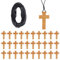 NBEADS 50 Stück Holzkreuz Anhänger, Mit 15m Gewachste Polyester Schnur Für DIY Kreuz Charms Natürliche Holzkreuz Party Handwerk DIY Schmuck Projekte Ostern Dekoration, 42x24.5x4mm