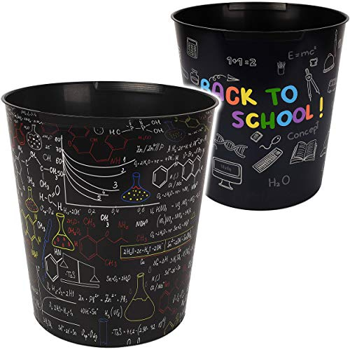 Papierkorb/Behälter - Schule & Universität - Formeln - Mathe & Deutsch - 10 Liter - wasserdicht - aus Kunststoff - Ø 28 cm - großer Mülleimer/Eimer - Abfa..