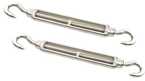 Rainmae 2 Stück Spannschloss Draht Spanner M8 304 Edelstahl verstellbare Spannschloss Haken und Augen Set Heavy Duty für Gespannte Seil zu Verschärfen und den Elastischen Effekt Regulieren Seilzubehör