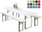 heimtexland ® Bierzeltgarnitur Auflagen Set 3-teilig Tischdecke Bierbankauflage Polster Kissen Biergarnitur Typ698 Weiß für Tischmaß 70x220 cm