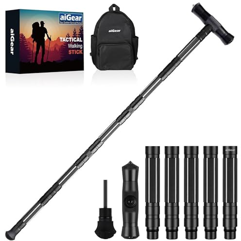 aiGear Tactical Stick 5 Tubes Black Aluminum Tactical Cane