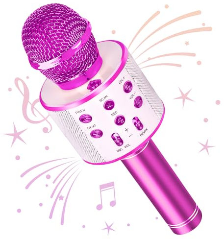 Wowstar Wireless Microphone, Karaoke Bluetooth Microphone for Kids Adults, Portable Toy Karaoke Mic Speaker Machine, Home KTV Player Support Android & iOS Devices Party Singing (Violet) Bugle Brass