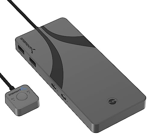SABRENT Thunderbolt 4 KVM Switch mit 8K@60Hz Display und 60W Power Delivery Ladung, 3x TB4 40Gbps Ports, 4x USB 3.2x2 10Gbps Ports, 2x USB C Ports, für Laptop und Desktop Computer [SB-TB4K]