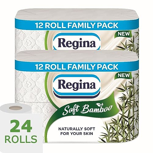 Regina Soft Bamboo 3-ply Toilet Tissue Rolls Toilet Paper 24 Rolls with Perfctonish Thank You Sticker Packaging