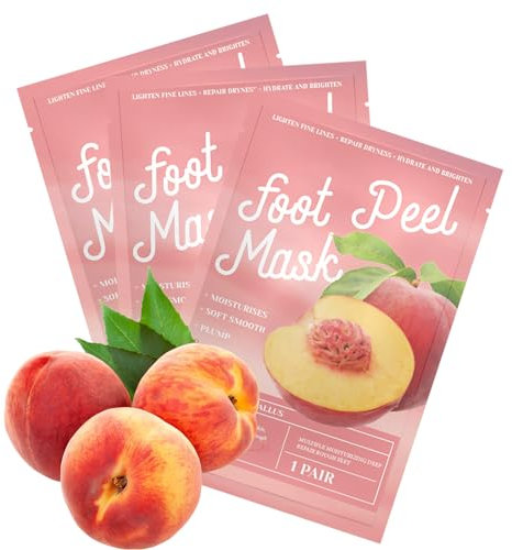 Holzsammlung Maschera Piedi Esfoliante Pesca 3 Paia per Calli Piedi, Maschera per Piedi Efficace Cura dei Piedi i Scrub Piedi, Idrata e Trattieni l'Umidità, per Donne e Uomini