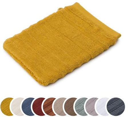 liebling Waschhandschuh Luxus Bio Baumwolle, Serie Marseille, 770 gr. / m², 16 x 21 cm, Ökotex, 60 Grad, saugstark, schnelltrocknend, Farbe: senf