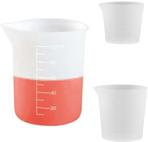 3 PCS Small Measuring Jug, Silicone Measuring Cups with Graduated, Lab Graduated Beakers Multipurpose Measuring Cup for Liquid Soap, Small Measuring Jug for Baking Lab Kitchen Measure Tool (30/50/100m