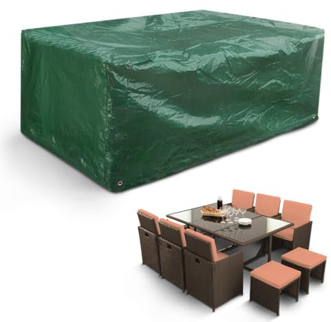 KEPLIN Garden Chair Cover, Outdoor Patio Chair Waterproof Cover for Storage, Heavy Duty, All Weather Green Polyethylene Furniture shield with UV Protection 107×68×61cm (180x120x70cm)