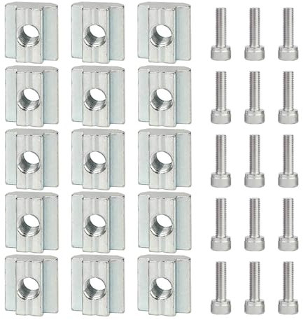 15 Pezzi Scorrevole M8 Dadi T dadi con viti M8, T-Scanalatura Dadi Scorrevoli 40 Serie Blocco Dado Dadi Standard Europeo Dadi Ad Angolo Quadrato Raccordi In Alluminio per Fissaggio Slot Utensili