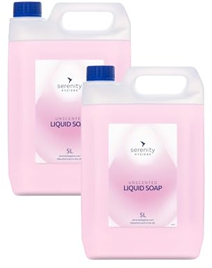 Serenity Premium Liquid Hand Soap, 5 Litre – Gentle Formula for Cleanliness and Hygiene, Soft on Skin. Unscented.