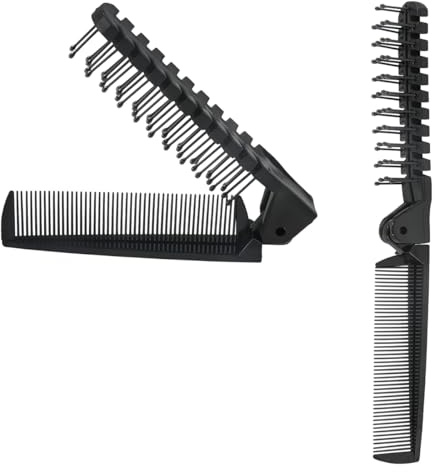 Folding Hair Brush and Comb - 2pcs Foldable Travel Hair Brushes for Women,Plastic Portable Travel Hair Brush Pocket Hair Comb,Double Headed Mini Travel Comb