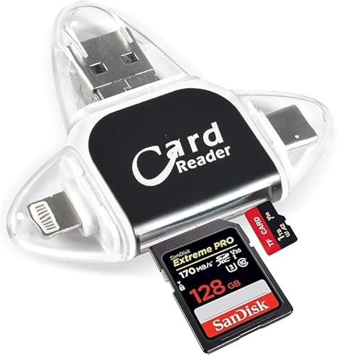 Lecteur de carte SD TF universel multi-ports 4 en 1, lecteur de carte micro SD, lecteur de carte SD, lecteur de carte mémoire haute vitesse, appareil photo pour Android, tablette, PC et ordinateur