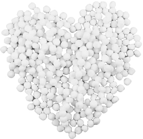 400 pompones blancos, 10 mm, pequeño pompón, juego de bolas de peluche, pompones de arte para manualidades creativas divertidas