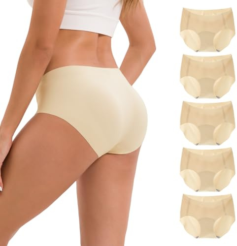 INNERSY Seamless Knickers for Women No Vpl Ladies Underwear Smooth Microfibre Midi Briefs 5 Pack