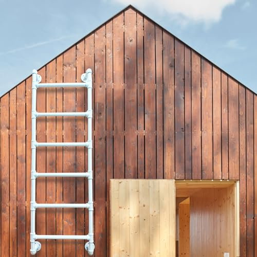 Escabeau mural en fer forgé blanc pour maison, grenier, lit superposé, 124 cm, idéal pour monter les escaliers et économiser de l'espace