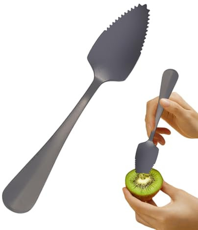 Cuillères au pamplemousse avec bord dentelé, cuillère à grande poignée en kiwi en acier inoxydable avec bord dentelé - outil de cuisine à la mode pour le kiwi, dessert, agrumes